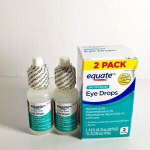 NIB Equate 2X0.5 ml bottles pack of Dry Eye Relief Eye Drops Manufacturer Sealed